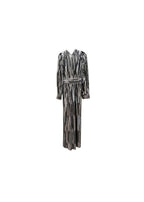 black & silver wrap front dress