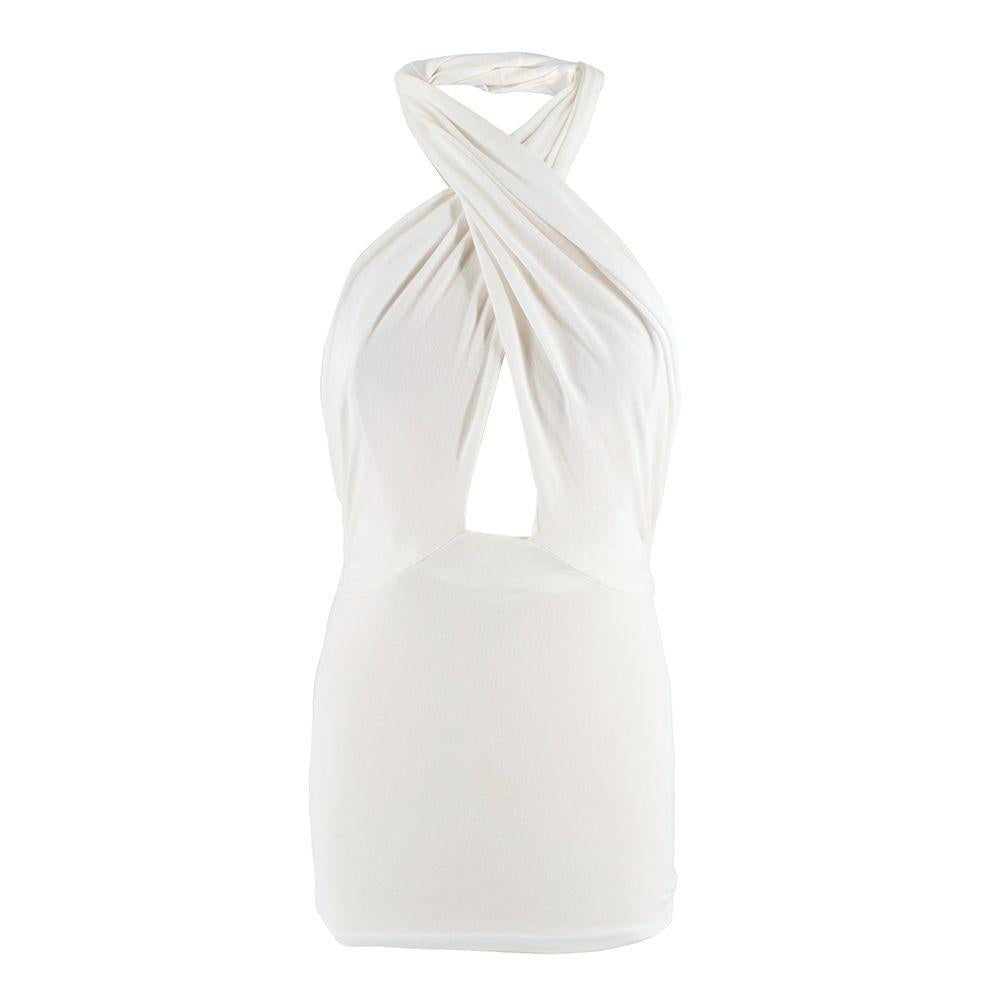 Ralph Lauren Blue Label Ivory Cotton-blend Halterneck Top