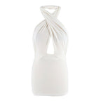 Ralph Lauren Blue Label Ivory Cotton-blend Halterneck Top