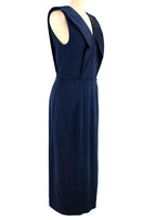 Navy Silk Midi Dress