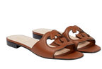 Gucci Tan Leather Flat Sandals