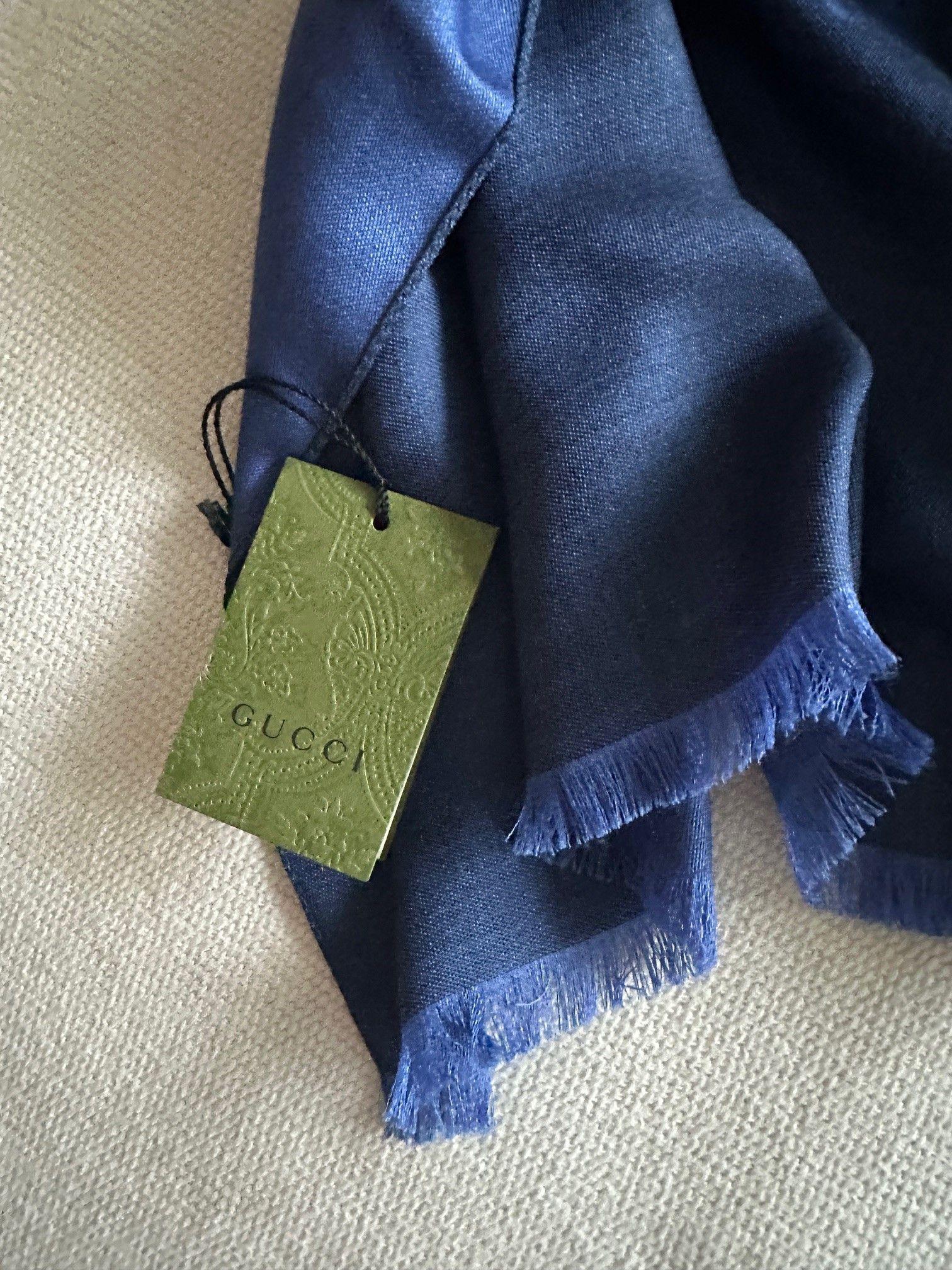 Gucci Cobalt Blue Wool/Silk Blend Scarf