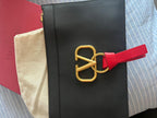 Valentino Black Leather V-Logo Clutch
