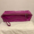 Fuchsia vinyl & leather clutch bag