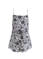 Zimmermann Black & ivory toile print silk-satin camisole & linen skirt