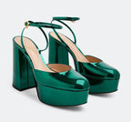 Gianvito Rossi Metallic Green Platform Sandals