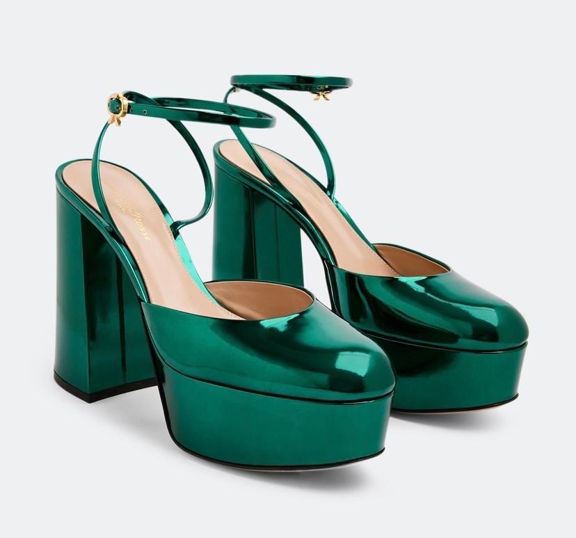 Gianvito Rossi Metallic Green Platform Sandals