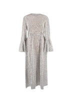 Silver Sequin Embellished Frill Sleeved Maxi Dress