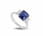 18ct white gold, diamond & sapphire ring 3.04ct 53EU