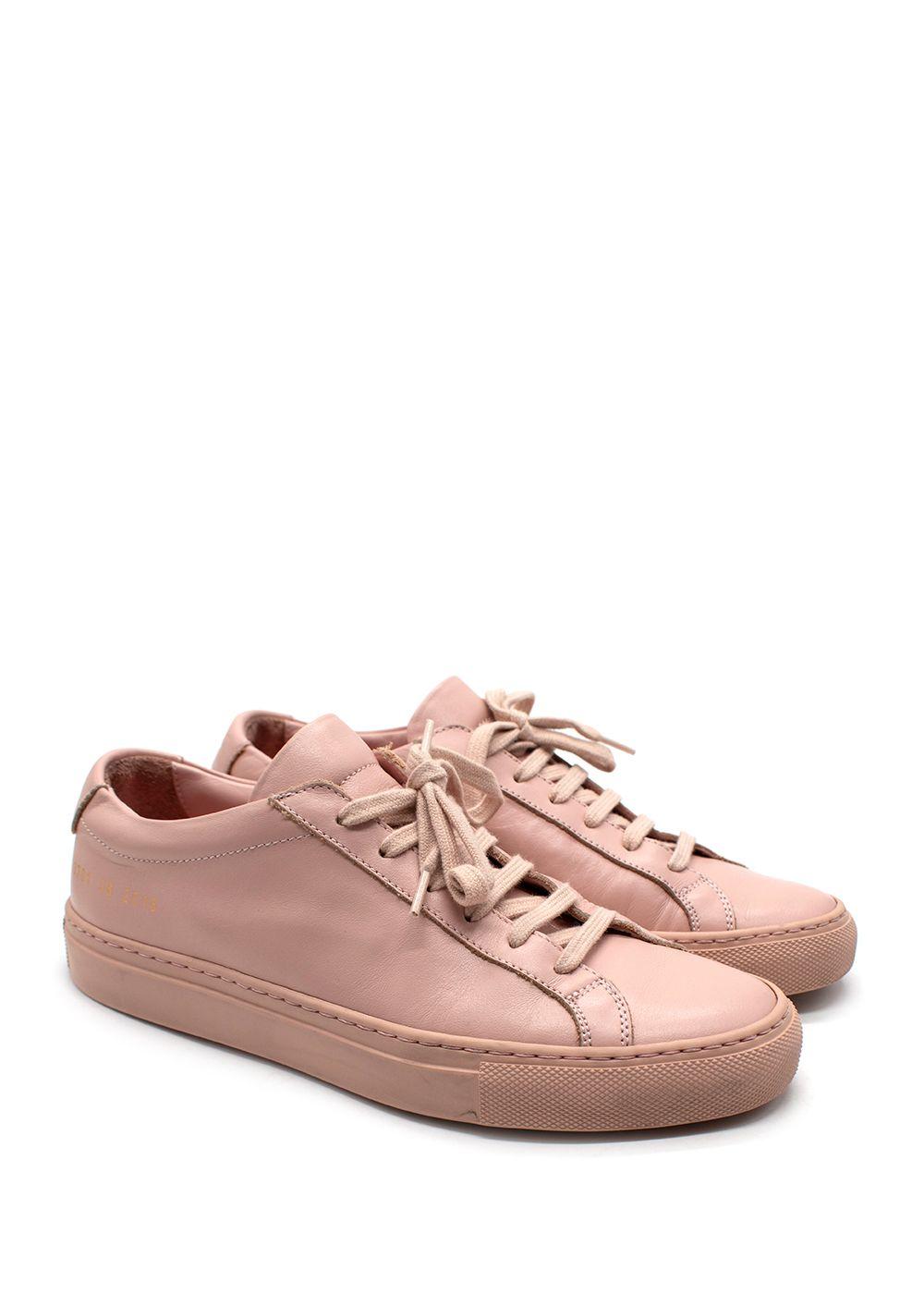 Common Project Pink Leather Low Top Trainers