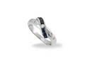 18ct white gold, diamond and sapphire dress ring 51.5EU