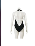 Alexandra Miro Black and White Strap Detail Swimsuit
