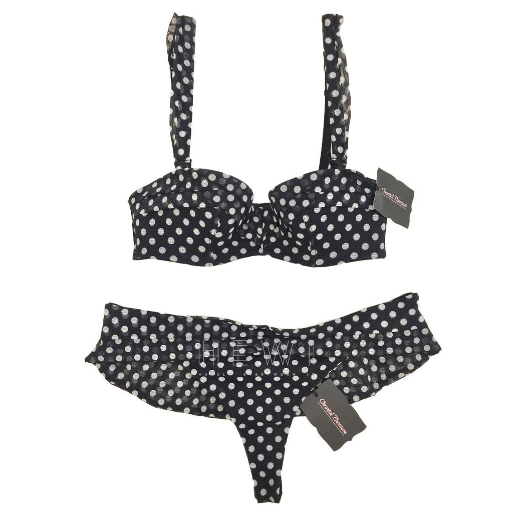 Chantal Thomass Polka-Dot Tulle Pad Strapless Bra & Skirted Thong Set
