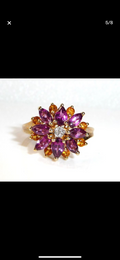 Bespoke Diamond, Amethyst & Citrine Gold Flower Ring