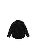 Charcoal Grey Denim Shirt With  Cactus Embroidery