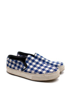Celine Royal Blue and White Plaid Slip On Trainers