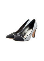 Silver Glitter Cap-Toe Pumps