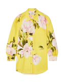 Valentino Yellow Floral Print Mini Shirt Dress