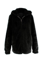 Helmut Lang Black Faux Fur Hooded Jacket