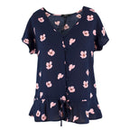 Rails Navy and Floral Button-Up Top