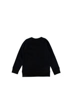 Kids 6A Black Cotton Sweatshirt With Embroidered Mouth
