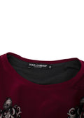Dolce & Gabbana Burgundy Printed Lined Silk T-Shirt