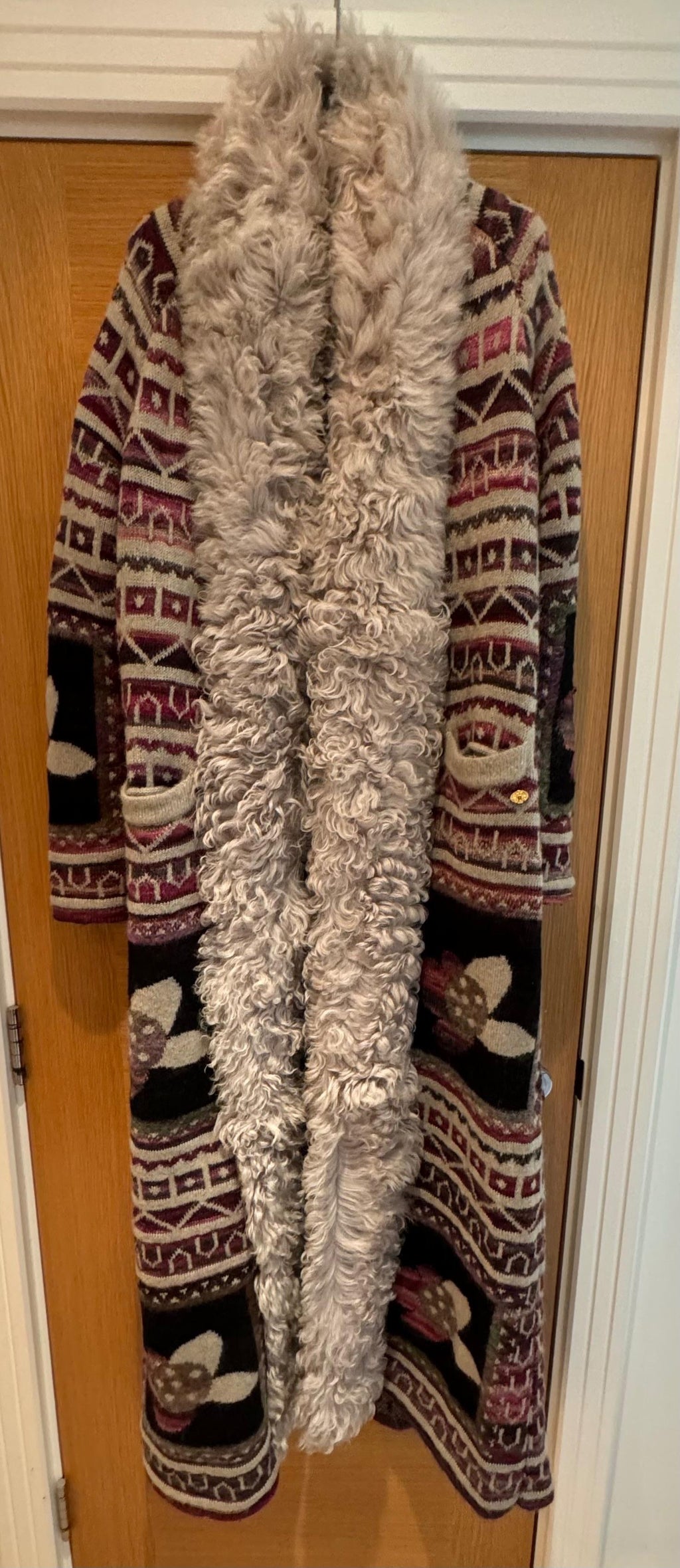 Chanel Printed Fur Trimmed Longline Cardigan