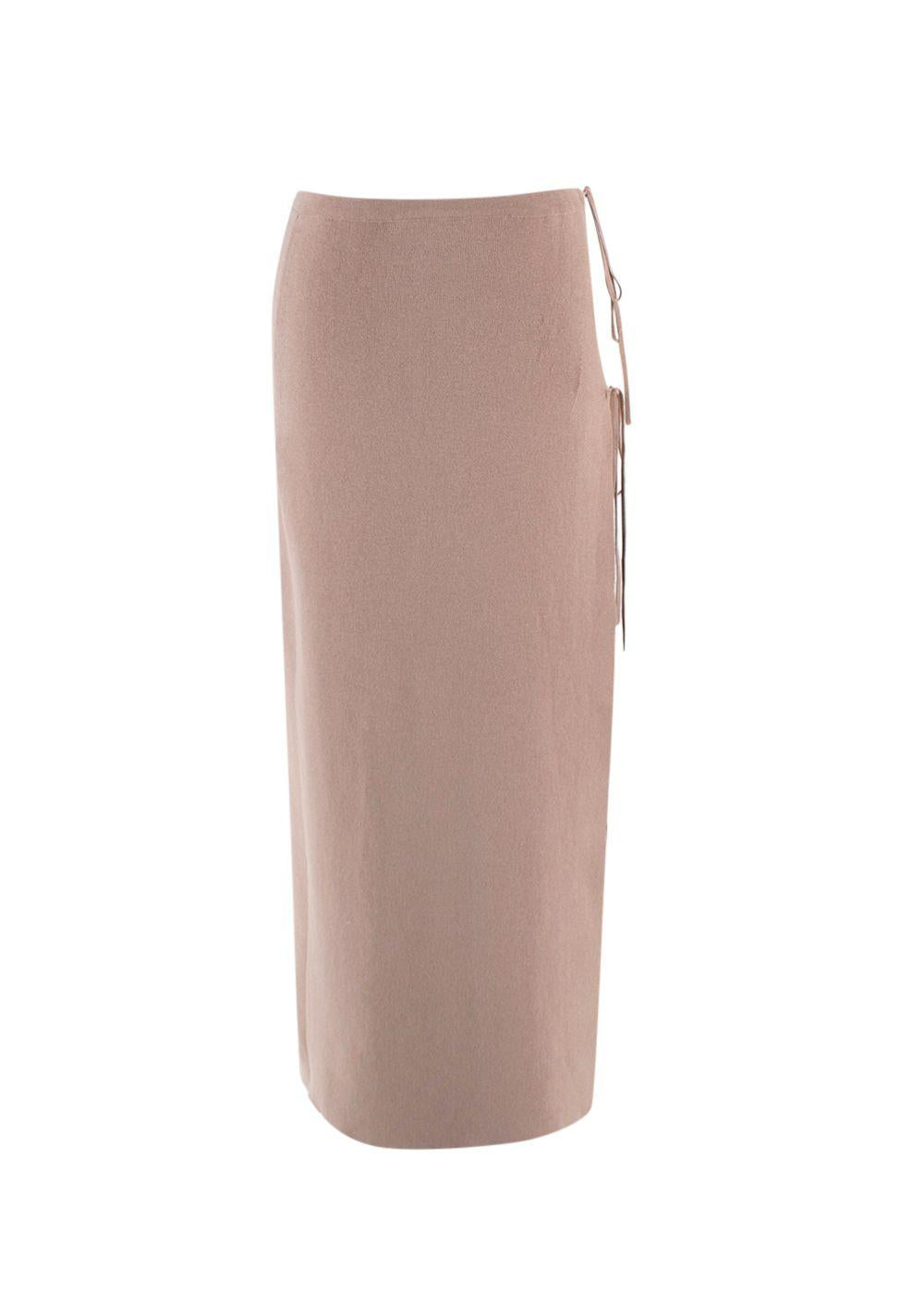 Magda Butrym Beige Ribbed Midi Wrap Skirt