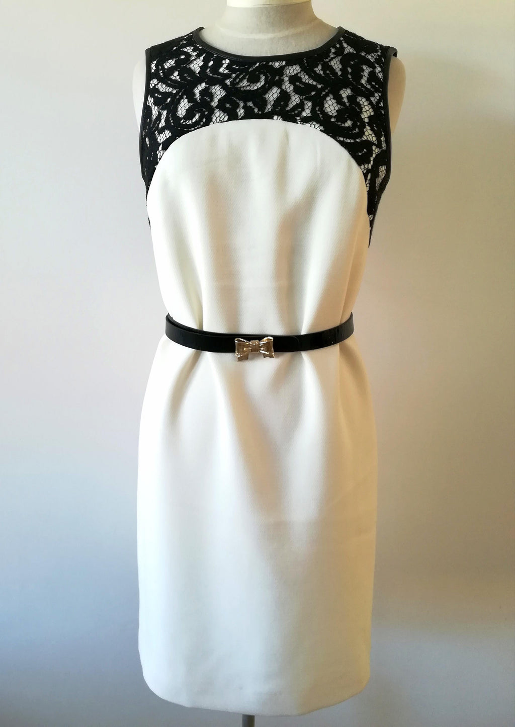 Michael Kors lamb leather trimmed lace dress