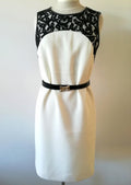 Michael Kors lamb leather trimmed lace dress