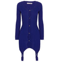 Ioannes blue fine ribbed knit cardigan
