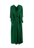Rochas Green Pleated Open Back Dress