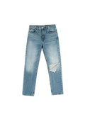 raw hem blue jeans