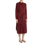 Albus Lumen Burgundy Sabrina Waist-tie Twill Shirtdress
