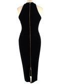 Balmain Black Button-Embellished Knit Midi Dress