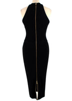 Balmain Black Button-Embellished Knit Midi Dress