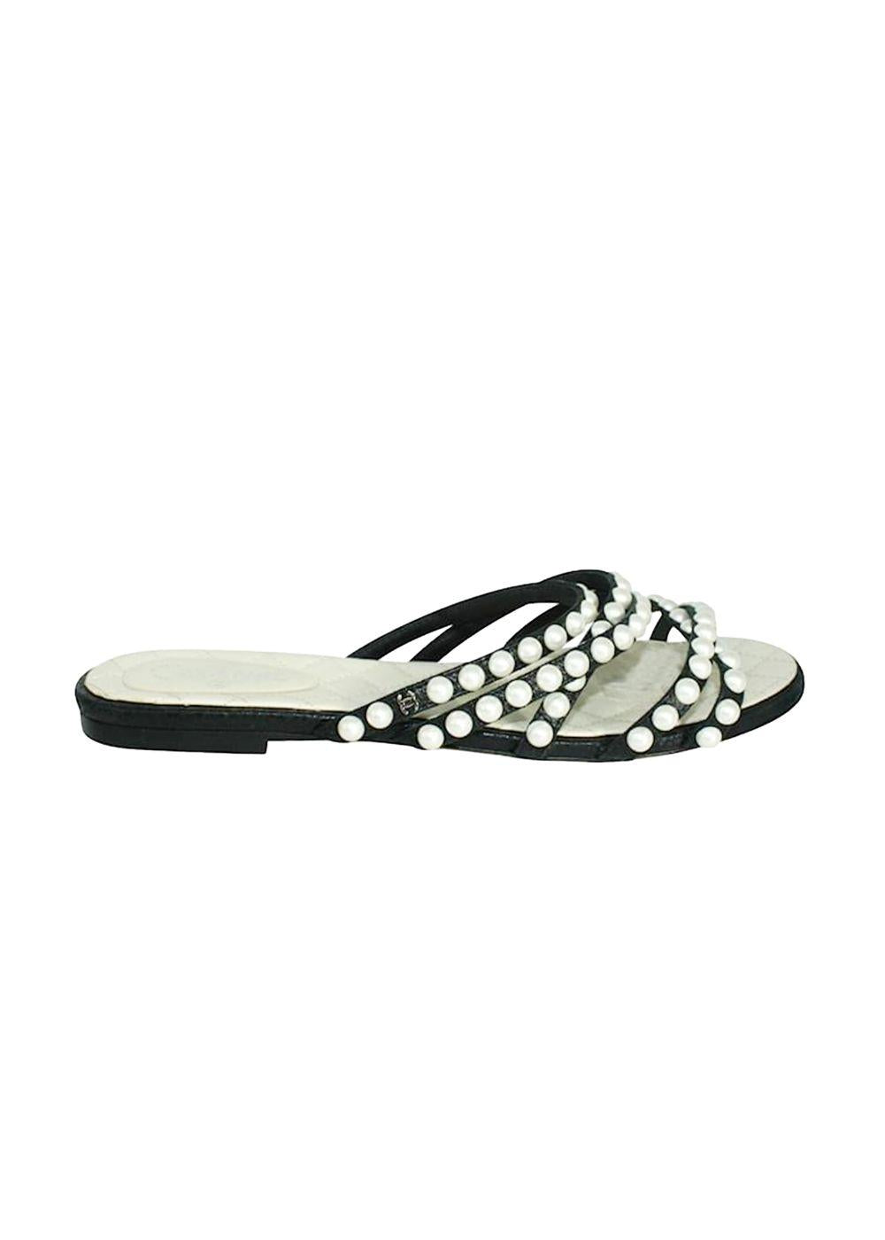 Pearl Beaded Flat Slides