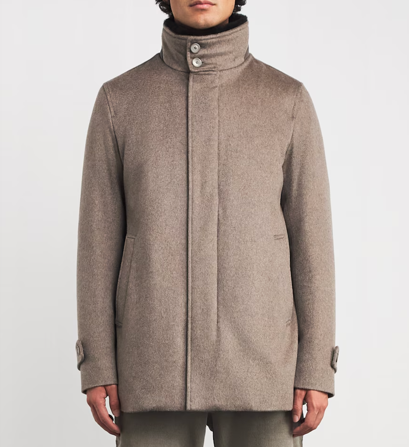 Herno Cashmere Shearling-Trim Car Coat