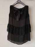 Black satin & lace sleeveless top