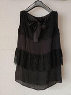 Black satin & lace sleeveless top