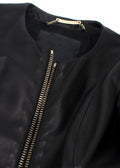 Philipp Plein Fitted Peplum Leather Jacket with Skull Appliqué