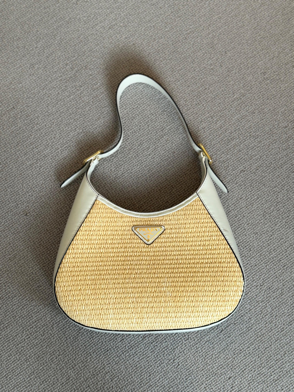Prada Natural Raffia Cleo Shoulder Bag