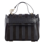 Black Leather Nacha Top-Handle Bag