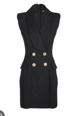 Balmain Black Sleeveless Blazer Dress