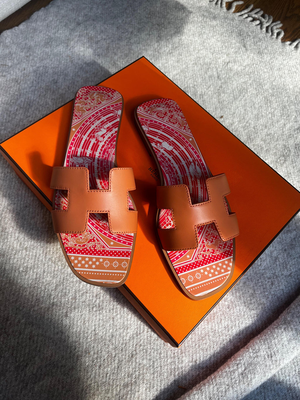 Hermes Orange Terracotta Oran Sandals