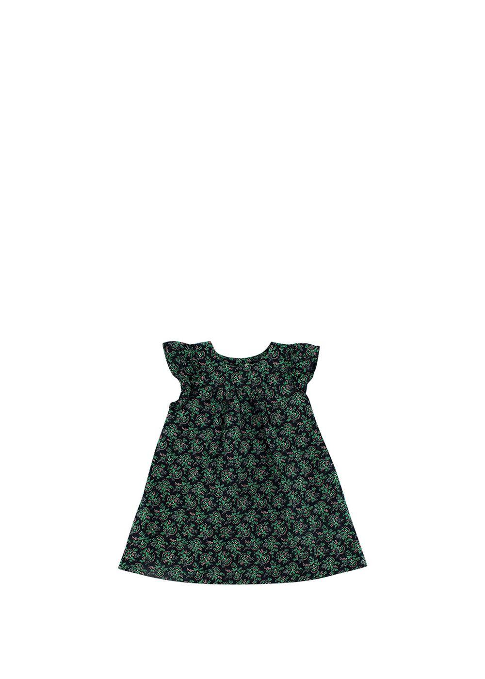 Black & Green Leaf Print Cotton Tunic Dress