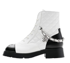 Chanel Quilted Leather Lace Up Boots