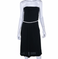 Black Strapless Faux Pearl Belt Detail Dress