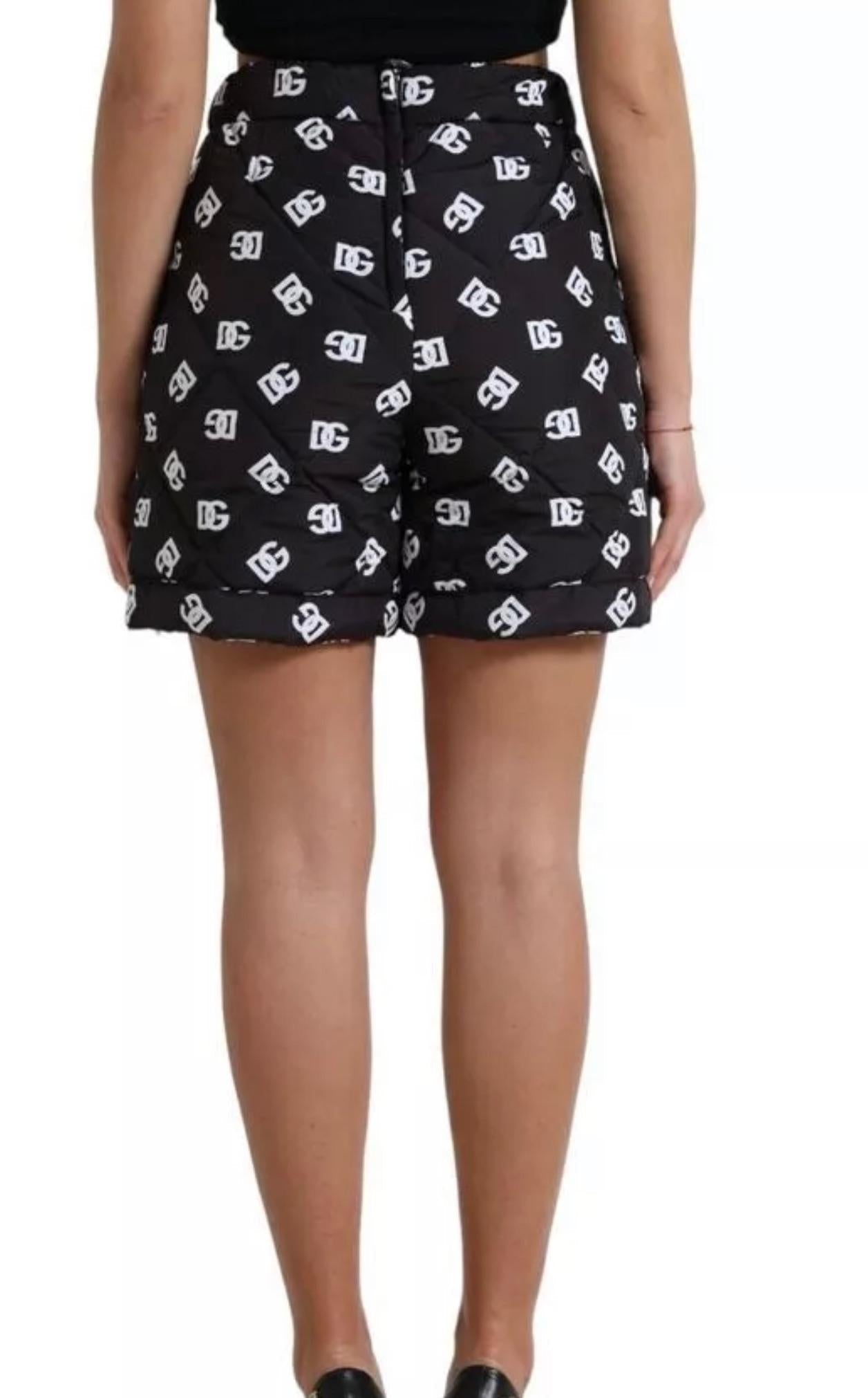 Dolce & Gabbana Black Logo Printed Padded Shorts