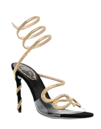 Crystal Embellished Satin Snake Sandals